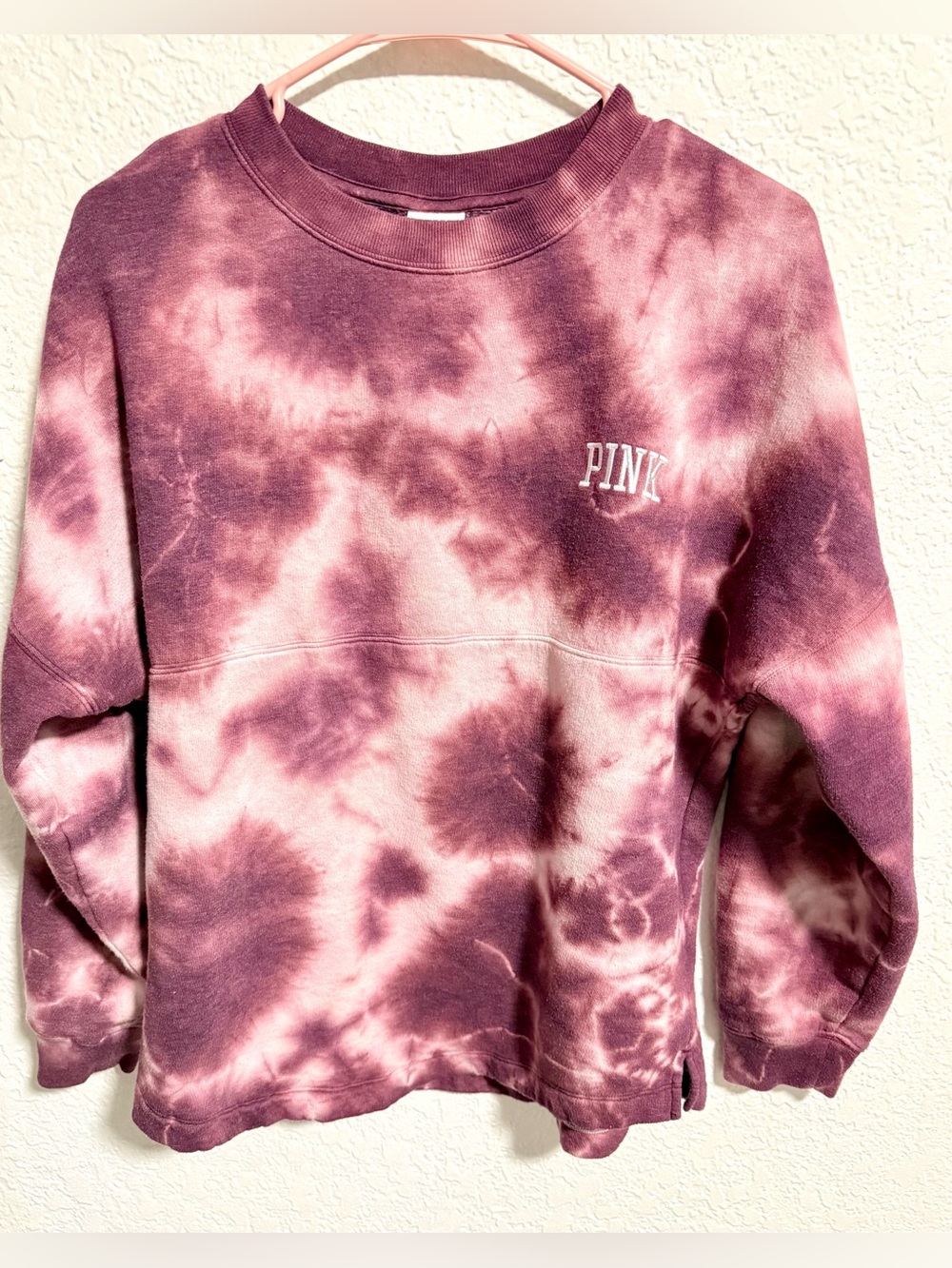 PINK Victoria's Secret Women’s Tie-Dye Crewneck Sweatshirt - Plum/Pink size XS